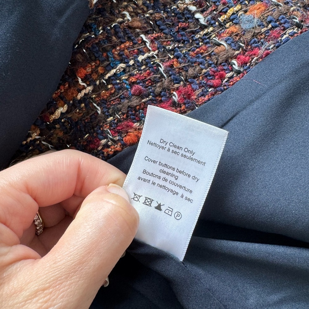 Veronica Beard 10 Doris Tweed Dickey Jacket Navy Multi Rust - Picture 8 of 10